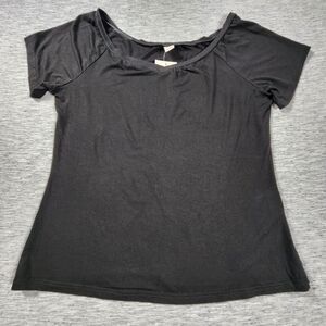 Solid V Neck Short Sleeve Casual Shirt Off Shoulder Top Womens Size XL Plus